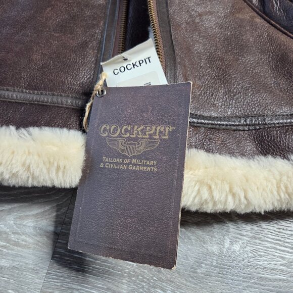 NWT Cockpit USA B-3 Shearling Sheepskin Bomber Jacket – WWII Style - Size 44 - Picture 10 of 13